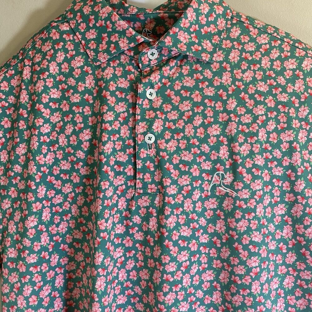 Rhoback Green Polo with Pink Floral Print